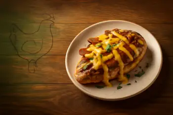 Alice Springs Chicken topped with melted cheese, crispy bacon, and honey mustard sauce – Outback Steakhouse signature entrée