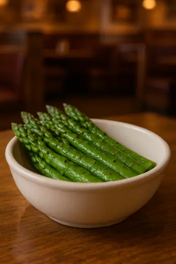 Grilled Asparagus – tender, fresh asparagus spears seasoned and fire-grilled to perfection – healthy and flavorful Outback Steakhouse side dish