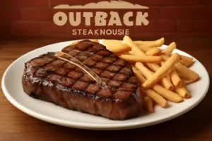 "Outback Steakhouse 22 oz Melbourne Porterhouse combining tender filet and bold strip steak, grilled and seasoned to perfection"

