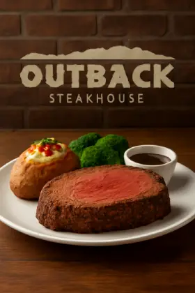 Seasoned and seared prime rib cooked to perfection with Outback’s signature spice blend – tender and flavorful steakhouse entrée