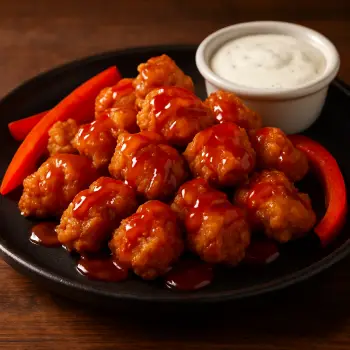 Spicy sweet sriracha chicken bites served crispy with tangy glaze – Outback Steakhouse appetizer