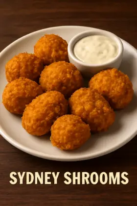 Crispy fried Sydney Shrooms served golden brown with creamy ranch dip – Outback Steakhouse mushroom appetizer